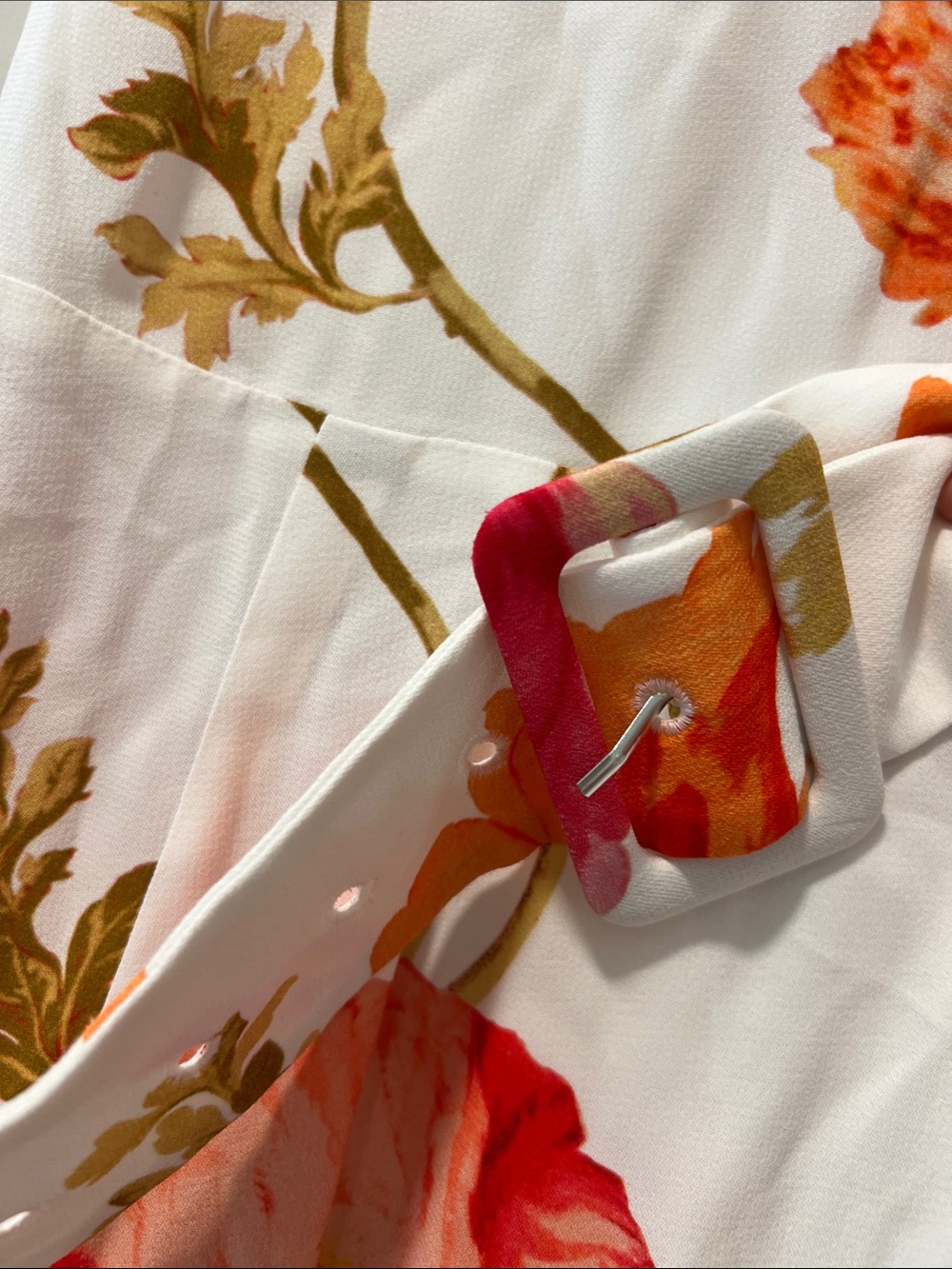 Reiss Floral-Print Belted Midi Dress in Ivory/Pink Floral on White Size 10 DL1 - Picture 6 of 13